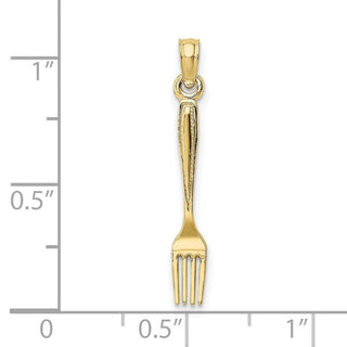 10K Yellow Gold 3-D and Polished Table Fork Charm