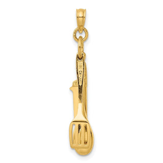 10K Yellow Gold 3-D Moveable Spatula, Spoon, and Knife Charm