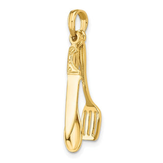 10K Yellow Gold 3-D Moveable Spatula, Spoon, and Knife Charm