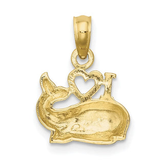 10k Yellow Gold Polished I Heart Whale Pendant