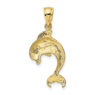 10k Yellow Gold Polished Dolphin Jumping Pendant