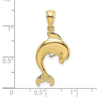 10k Yellow Gold Polished Dolphin Jumping Pendant