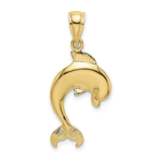 10k Yellow Gold Polished Dolphin Jumping Pendant