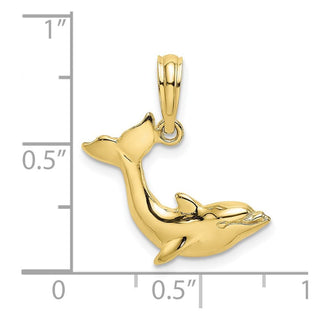 10k Yellow Gold Textured Dolphin Jumping Pendant 10k7421