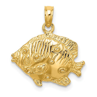 10K Yellow Gold 2-D Polished Engraved Fish Charm
