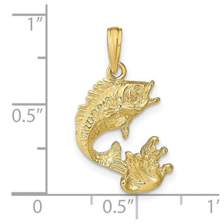 10K Yellow Gold Polished Bass Fish Pendant