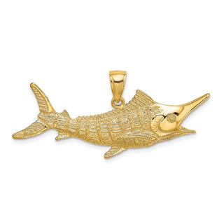 10K Yellow Gold 2-D Textured Marlin Fish Charm 10K7442