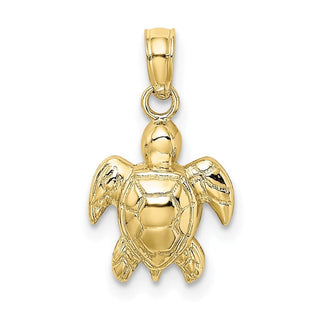 10k Yellow Gold Textured Mini Sea Turtle Pendant