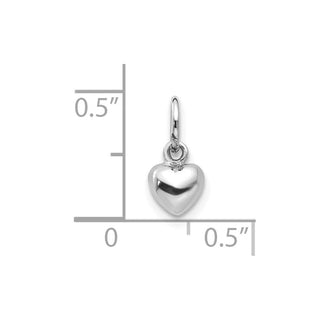 10k White Gold Solid Polished Plain Puffed Heart Charm