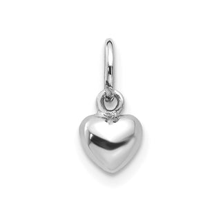 10k White Gold Solid Polished Plain Puffed Heart Charm