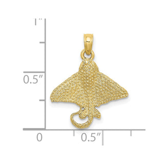 10k Yellow Gold Textured Spotted Eagle Ray Pendant