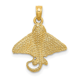 10k Yellow Gold Textured Spotted Eagle Ray Pendant
