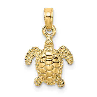 10K Yellow Gold 3-D Mini Sea Turtle Charm