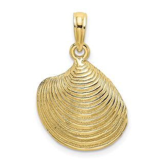 10k Yellow Gold Textured 2-D Clam Shell Pendant