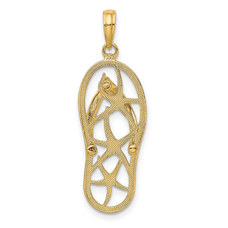 10K Yellow Gold Multi Starfish Flip-Flop Charm