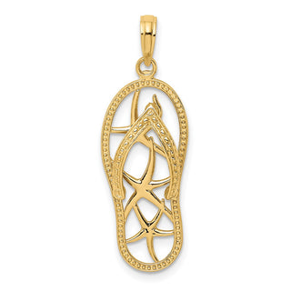 10K Yellow Gold Multi Starfish Flip-Flop Charm