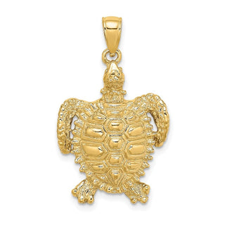 10K Yellow Gold 2-D Sea Turtle W/ Spiny Shell Charm 10K7642