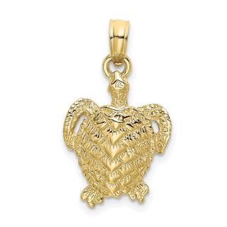 10k Yellow Gold Textured Sea Turtle Pendant 10k7645