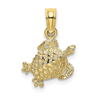 10k Yellow Gold Textured Sea Turtle Pendant 10k7651