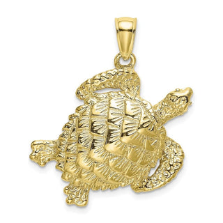 10k Yellow Gold Textured Sea Turtle Pendant 10k7652