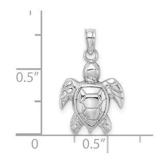 10K White Gold 2-D Textured Sea Turtle Charm
