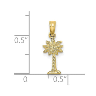 10k Yellow Gold 2-D Textured Mini Palmetto Palm Tree Pendant