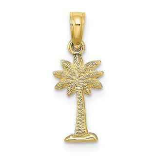 10k Yellow Gold 2-D Textured Mini Palmetto Palm Tree Pendant