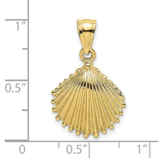 10k Yellow Gold 2-D Textured Scallop Shell Pendant