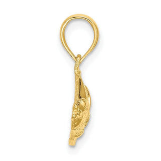 10K Yellow Gold Polished Textured Fish Charm