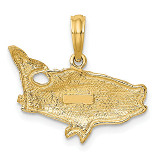10K Yellow Gold 2-D Bass Fish w/ Tail Up Charm
