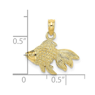 10K Yellow Gold 2-D Textured Gold Fish Charm
