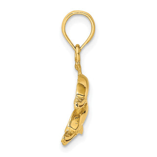 10K Yellow Gold 2-D Polished /Engraved Dolphins Charm
