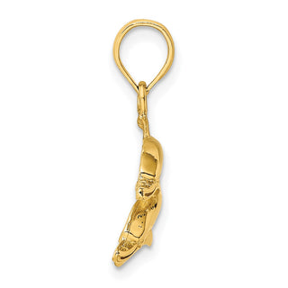 10K Yellow Gold 2-D Polished /Engraved Dolphins Charm
