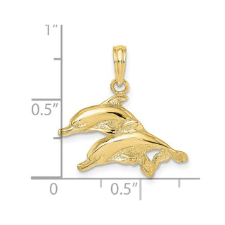 10K Yellow Gold 2-D Polished /Engraved Dolphins Charm