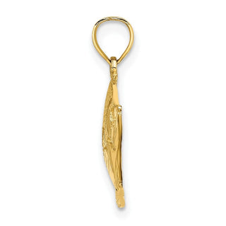 10K Yellow Gold 2-D Polished Textured Fish Charm