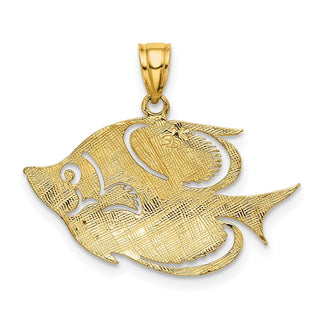 10K Yellow Gold 2-D Polished Textured Fish Charm