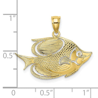 10K Yellow Gold 2-D Polished Textured Fish Charm