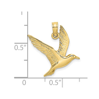 10K Yellow Gold Polished and 2-D Seagull Flying Charm