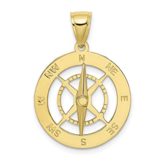 10k Yellow Gold Nautical Compass w/Moveable Needle Pendant