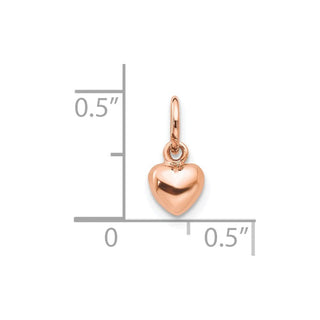 10K Rose Gold Polished 3-D Heart Charm