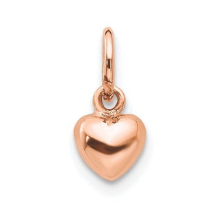 10K Rose Gold Polished 3-D Heart Charm