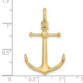 10K Yellow Gold 3-D Anchor w/ Shackle Bail Charm