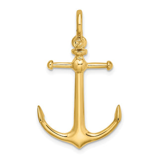 10K Yellow Gold 3-D Anchor w/ Shackle Bail Charm