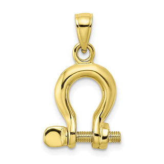 10k Yellow Gold 3-D Medium Shackle Link Screw Pendant