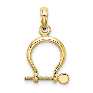 10k Yellow Gold 3-D Small Shackle Link Screw Pendant