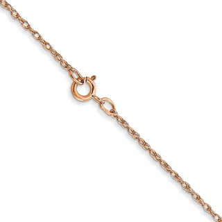18" 10k Rose Gold .7 mm Carded Cable Rope Chain