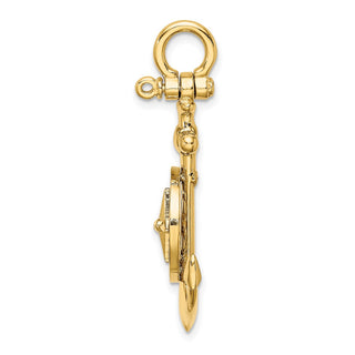 10K Yellow Gold 3-D Small Anchor w/ Nautical Compass Charm
