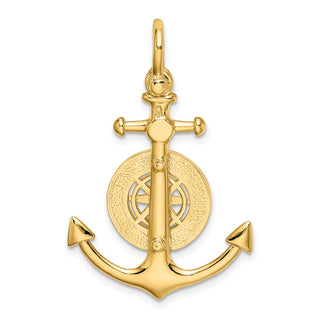 10K Yellow Gold 3-D Small Anchor w/ Nautical Compass Charm