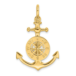 10K Yellow Gold 3-D Small Anchor w/ Nautical Compass Charm