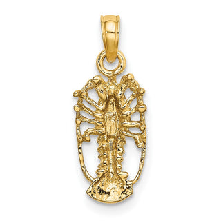 10K Yellow Gold Florida Lobster with Out Claws Charm